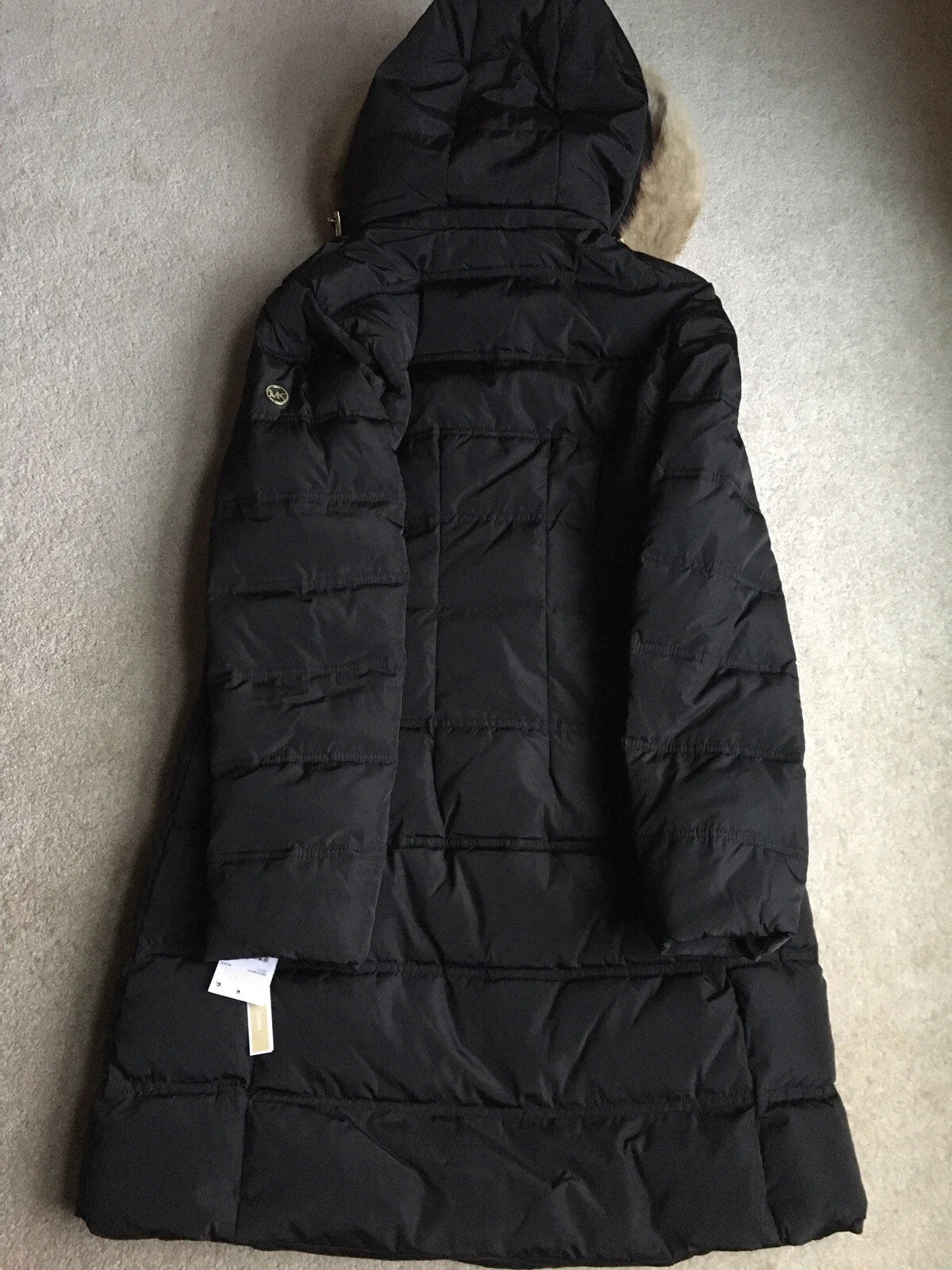 Cappotto imbottito trapuntato con cappuccio Michael Kors donna invernale pelliccia sintetica M nero