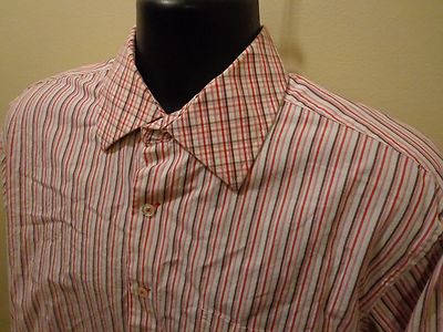 Linea Dome MEN'S DRESS SHIRT 15 15 1/2 34 Red Plaid Long Sleeve 100% Cotton