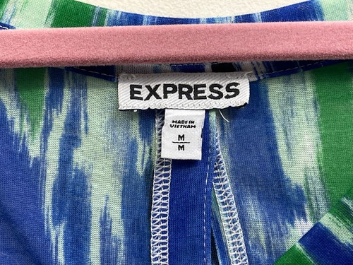 EXPRESS Damen Bluse Kurzarm Rücken Knöpfe Relax Fit Med Mehrfarbig - Bild 2 von 3