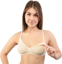 Maternity and Nursing Comfort Bra - Nude Non-Wire and Seamless Bras for Breastfe