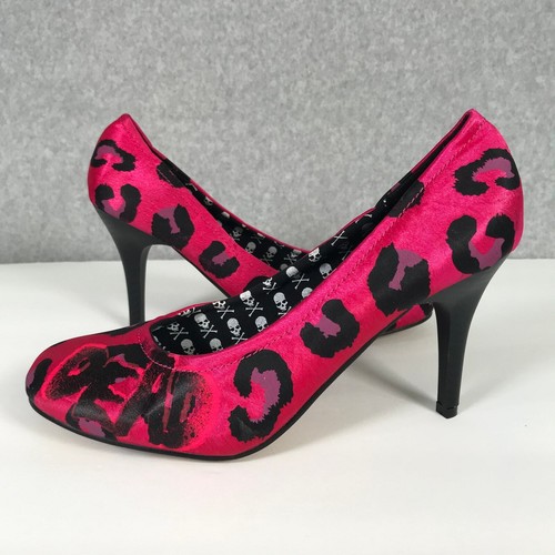 Iron Fist Heels Womens Size 7 Pink Leopard Animal Drop Dead Punk Rock Cute Goth