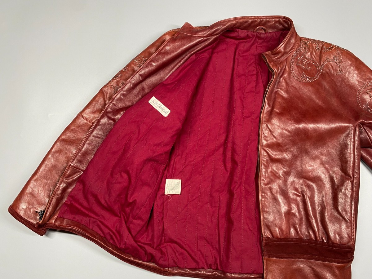 Vintage RARE 80's Gianni Versace Burgundy Studded Jacket Vintage RARE 80's Gianni Versace Burgundy Studded Jacket