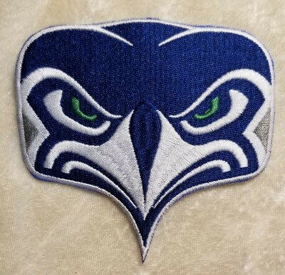 Seattle Seahawks Big 4'' Seahawk Iron On Embroidered Patch~ Free Tracking!