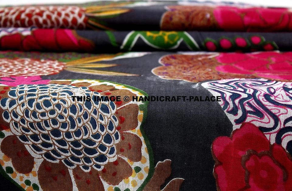 Indian Decorative Designer 100% Floral Cotton Dressmaking Fabric By The Yard - Image 2 of 3