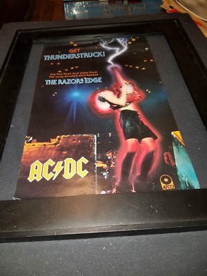 AC/DC Thunderstruck Rare Original Radio Promo Poster Ad Framed! | eBay