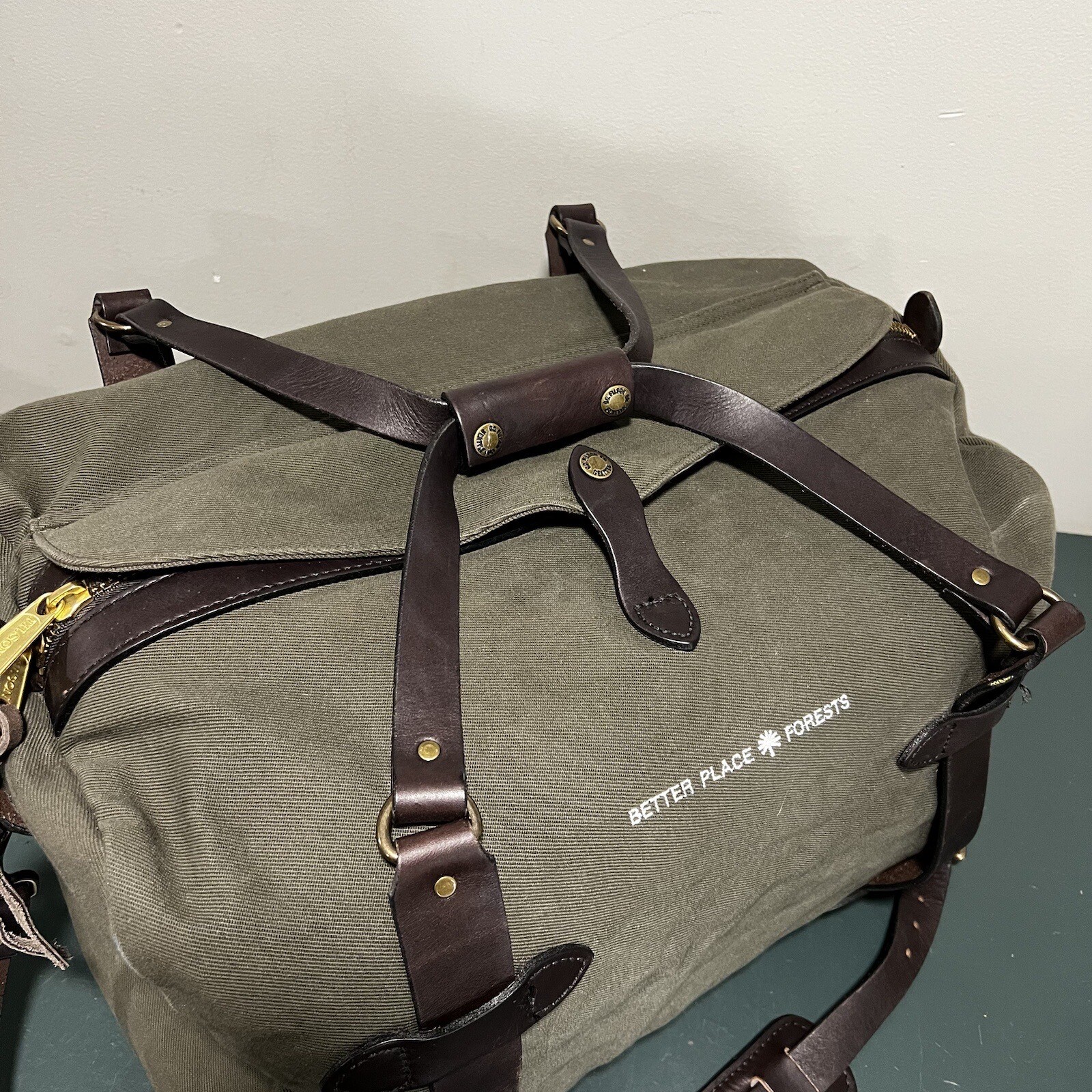 FILSON MEDIUM RUGGED TWILL & LEATHER DUFFLE BAG OTTER GREEN YKK Zippers 43L NICE eBay