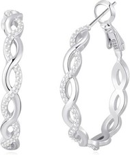 925 Sterling Silver Hoop Earrings Jewelry Gift for Women Girl 30/40/50/60 mm