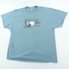 Vintage Bubba Gump Shrimp T-Shirt Mens 2XL Blue 100% Cotton Made in USA Movie