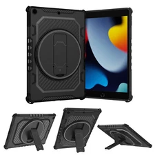 Shockproof Hybrid Armor Hard Rotating Stand Case Cover For Apple iPad Model