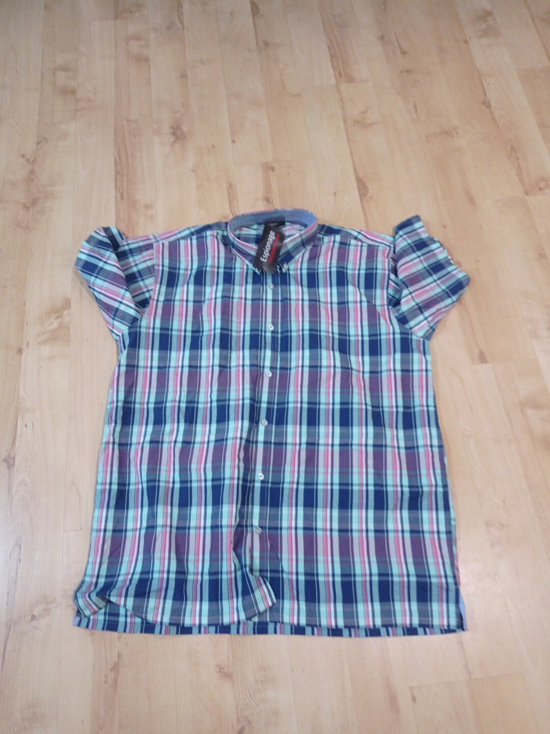Espionage Men’s Navy/Mint/Pink Short Sleeved Check Shirt Size 2XL Regular Fit