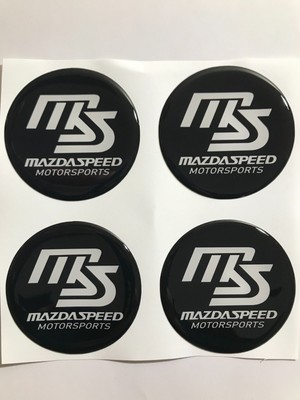 4 x Logo Mazdaspeed Aufkleber - Radkappen Felgen Emblem Nabendeckel Epoxidharz