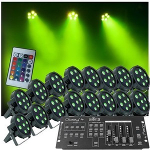 Up-Lighting System - 16 Flatpar Quad Color 7 X 10 Watt Rgbw Up Lights W/Easy Controler - Dj Light (619159943610)