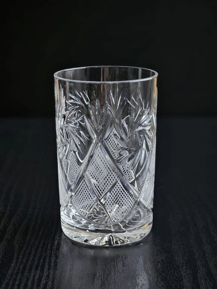 俄罗斯复古水晶茶杯 8.5 盎司带金属支架 | Podstakannik 套装 — 第 4/4 张图片