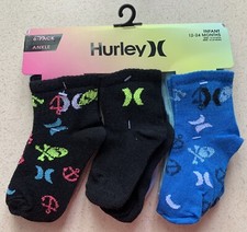 6 Hurley Ankle Socks 12-24 Months Baby Infant Toddler Boys Girls Pack Pairs NEW