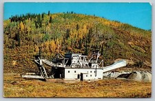 Gold Dredge near Dawson City Yukon Canada vintage postcard