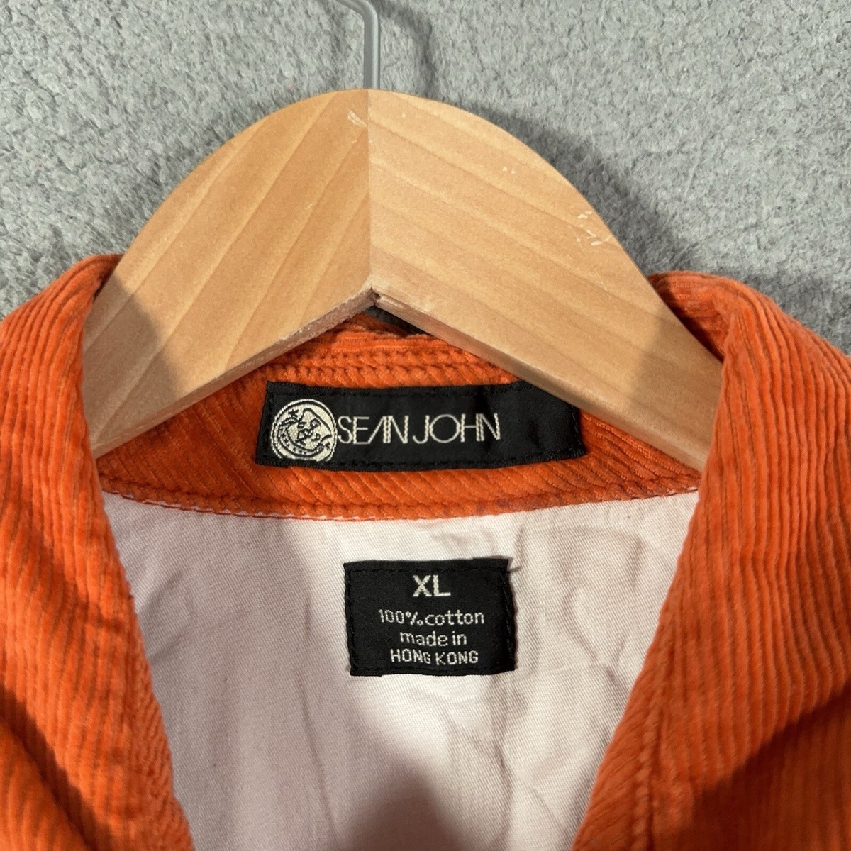 Vintage Sean John Jacket Men XL Orange Corduroy Full Zip