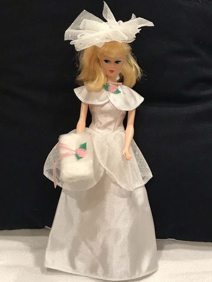 Barbie Vestido de Novia Rosa Ramos Novia Satén Vestido Velo # 779 Años 90 Bolso Sin Muñeca Foto 2 de 4