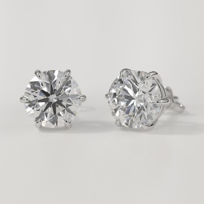 Ct Round Cut Real Lab Grown Diamond Stud Earrings, 14k