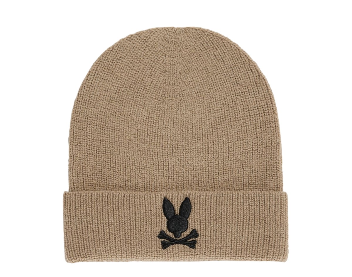 Psycho Bunny Allen Merino Wool Wet Sand Beanie B6A988U1HT  display picture 3