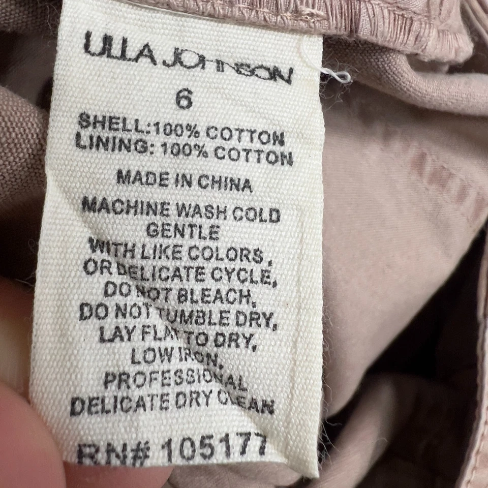 Pantalones Ulla Johnson Mujer 6 Beige Rosa Algodón Ancho Plisado Primavera Verano 2022 Foto 4 de 4
