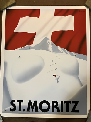 MTY　ポスター Original Saint Moritz Ski Poster By RAZZIA Signed | eBay