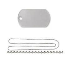 1 Blank Stainless Steel DOG TAG ~ Plus~ 1 NPS Ball Chain Necklace (30" or 24")