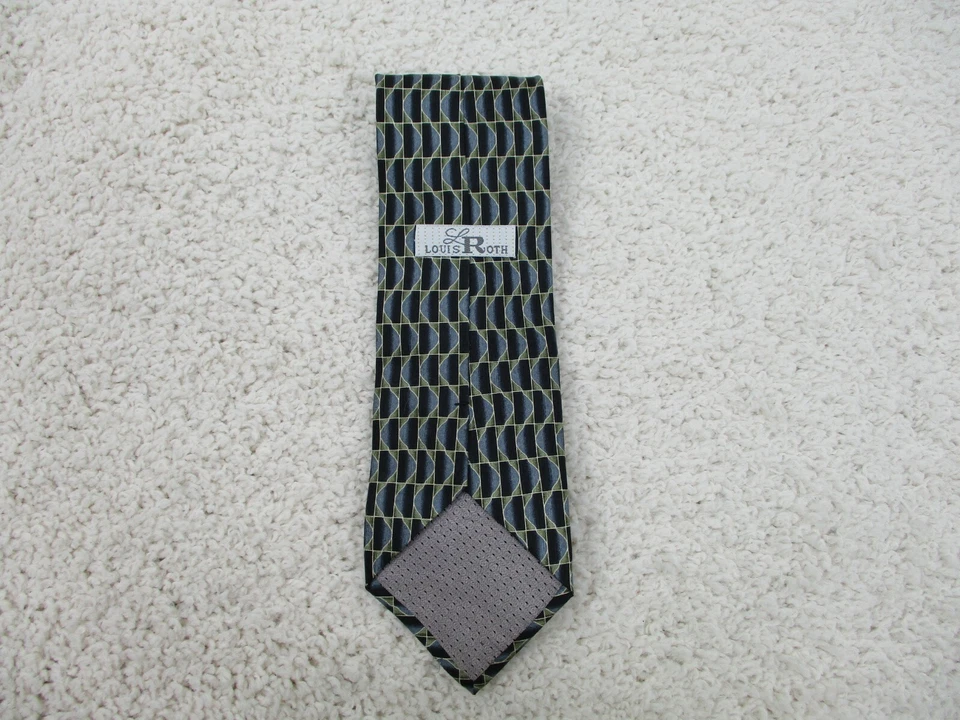 Corbata Louis Roth 100 % seda azul verde abstracta elegante hecha a mano para hombre H12 Foto 4 de 4