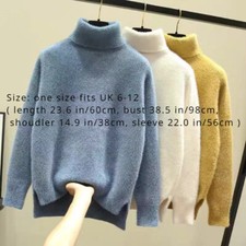 Lady Fuzzy Turtleneck Sweater Jumper Pullover Top Winter Warmer Casual Basic New