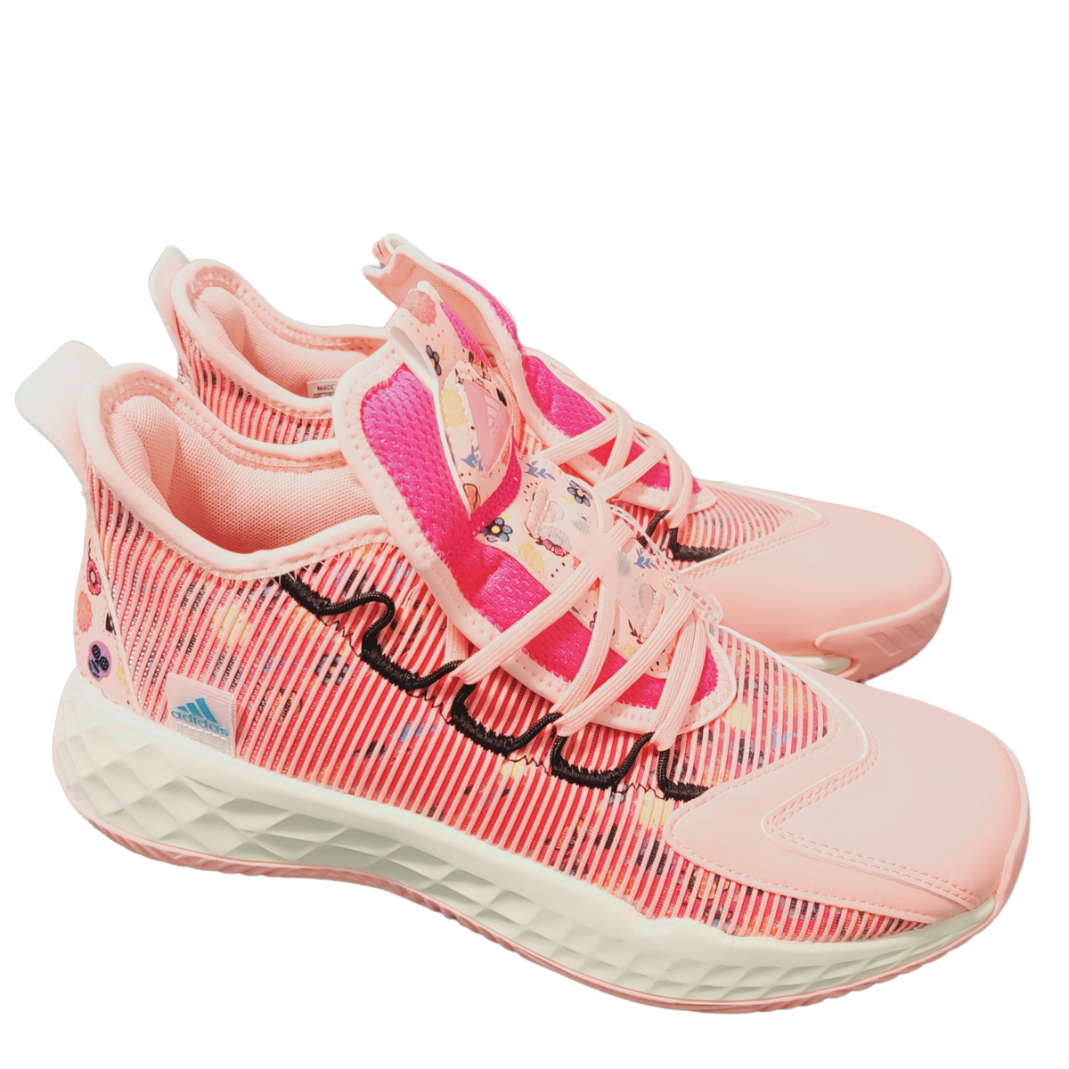 Adidas Mens Pink Pro Boost Low Day Of The Dead Lace Up Basketball Shoes  Size