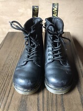 Dr. Martens 1460 Softy T Black Leather Lace-Up Zip Toddler Combat Boots Size 10