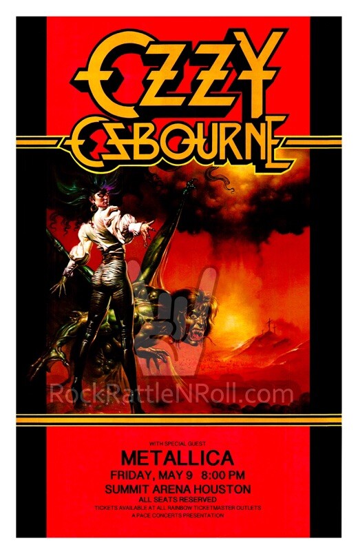 HOUSTON TEXAS 1986 OZZY OSBOURNE METALLICA POSTER 11x17