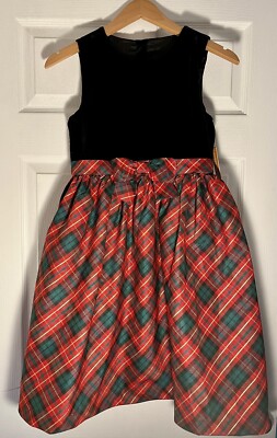 Girls Gymboree Red Tartan Plaid Christmas Dress + Red Ruffle Cardigan Size 12