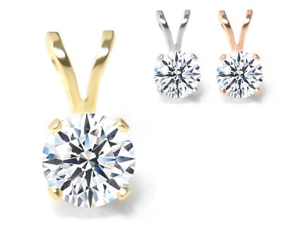 Diamant Anhänger 585 Weißgold Gelbgold Rotgold, 0,5ct - 1,5ct Brillant 5mm - 7mm