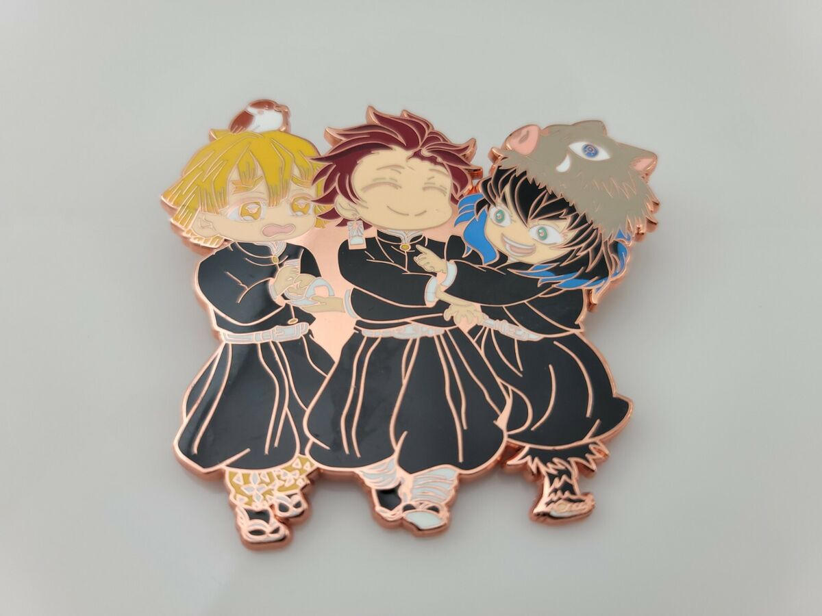 US seller, hard enamel demon slayer pins, Nezuko Tanjiro Zenitsu Inosuke  Giyuu