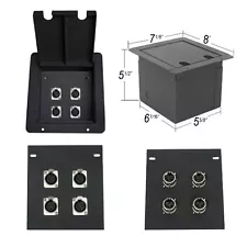 Recessed Metal Stage Floor Box w/4 XLR 3 pin Female Connector Plugs