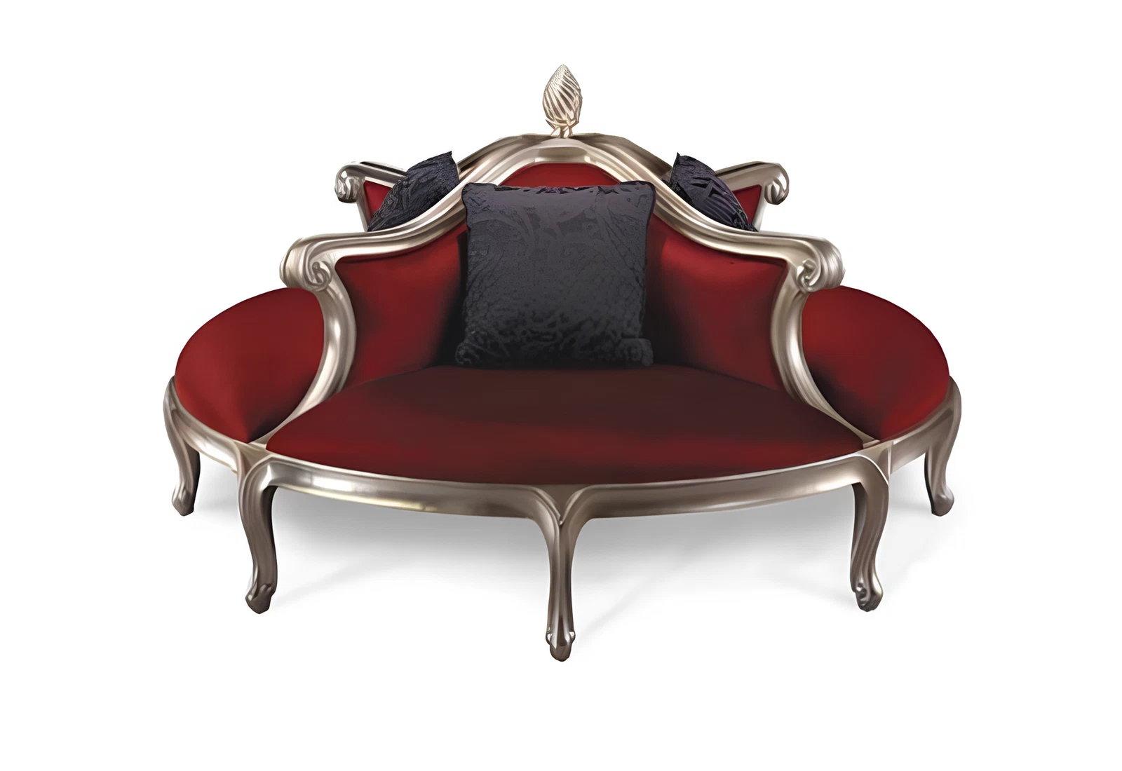 Round Sofa Upholstered Couch Cushion Chesterfield Velvet 4 Seater Antique Style Armchair New