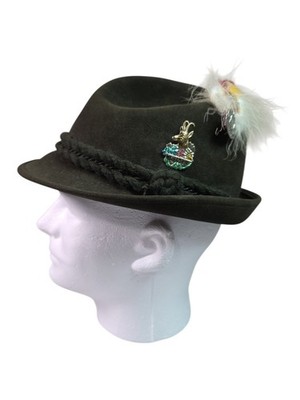 Rein Haar Alpina Bavarian Hat Green Wool Felt Feather Pins Tyrolean Germany