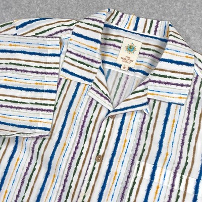 Territory Ahead Shirt Mens Large L Vertical Paint Stripes Colorful Cotton Loop