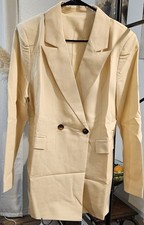 NEW WOMEN'S FITTED BUTTONED TAILORED BLAZER IVORY SIZE L