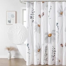 QiyI Floral Shower Curtain, 3D Embossed Butterflies Flower Bathroom Curtain, Wat