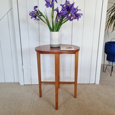 Tavolino da caffè rotondo piccolo vintage in teak comodino pieghevole supporto piante