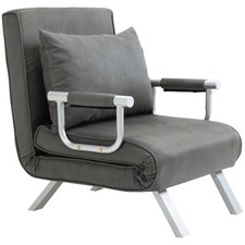 HOMCOM Single Folding 5 Position Convertible Sleeper Chair Bed Grey