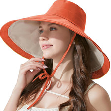 7" Women's Wide Brim Sun Hat Large Foldable UV Protective Sun Hat can be Worn...