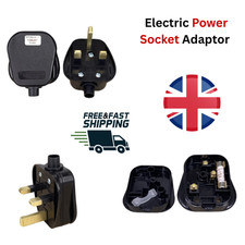 Black Mains Plug 13A UK 3 PIN 240V 13AMP Electric Power Socket Adaptor Fused UK
