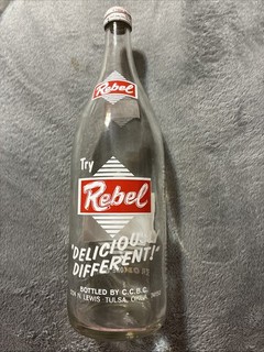 Vintage Rebel Acl 32oz Soda Bottle with Cap By C.C.B.C. Tulsa Okla. Oklahoma