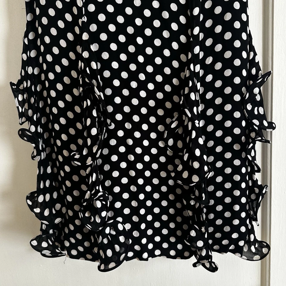 Vestido Nipon Boutique Lunares Seda Talla 6 Vintage Años 80 Negro Blanco Foto 3 de 4