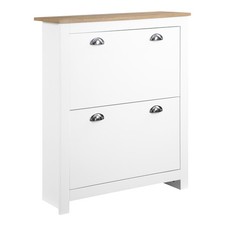 HOMCOM 2 Drawer Shoe Cabinet Narrow Shoe Cupboard with Flip Doors, White