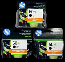 3 PACK GENUINE HP 60XL Black Ink Cartridge CC641WN HP 2/25 + 3/25 - SEALED BOXES