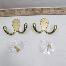  2-Pk Everbilt Double Robe Hook Bright Brass 173 116