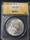 1922-S Peace Dollar-ANACS MS61- Bright Luster & Nice Eye Appeal